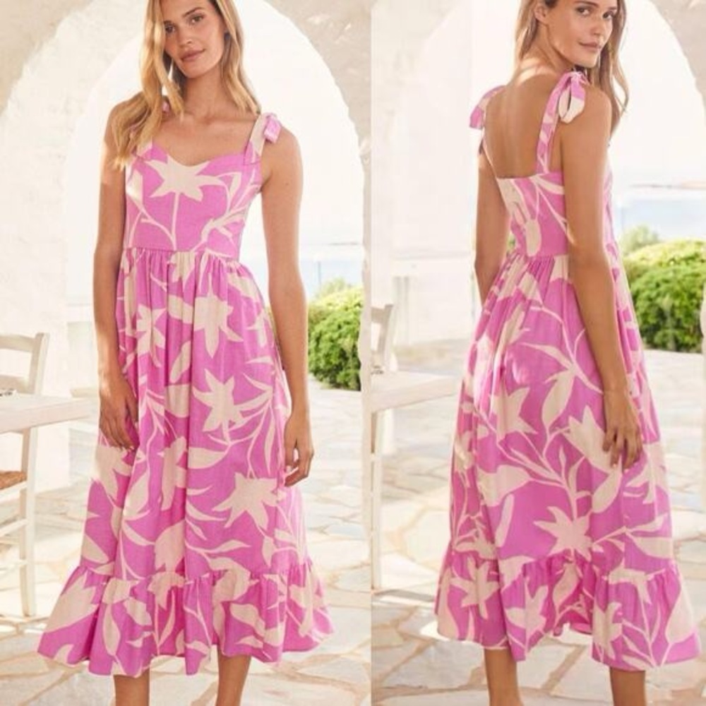 Mister Zimi Pink and Cream Floral Maxi Dress
